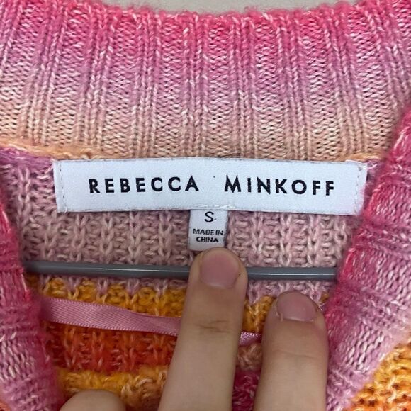 Rebecca Minkoff Pink Bright Brinkley Mock-Neck Ribbed Knit Sweater Size Small - Picture 4 of 7